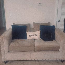 Brown & Black Love Seat And Sofa