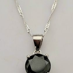 Sterling Silver  Black Onyx  CZ  Necklace. 
