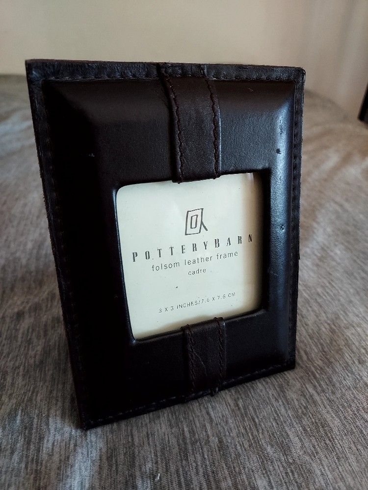 POTTERY BARN leather photo frame