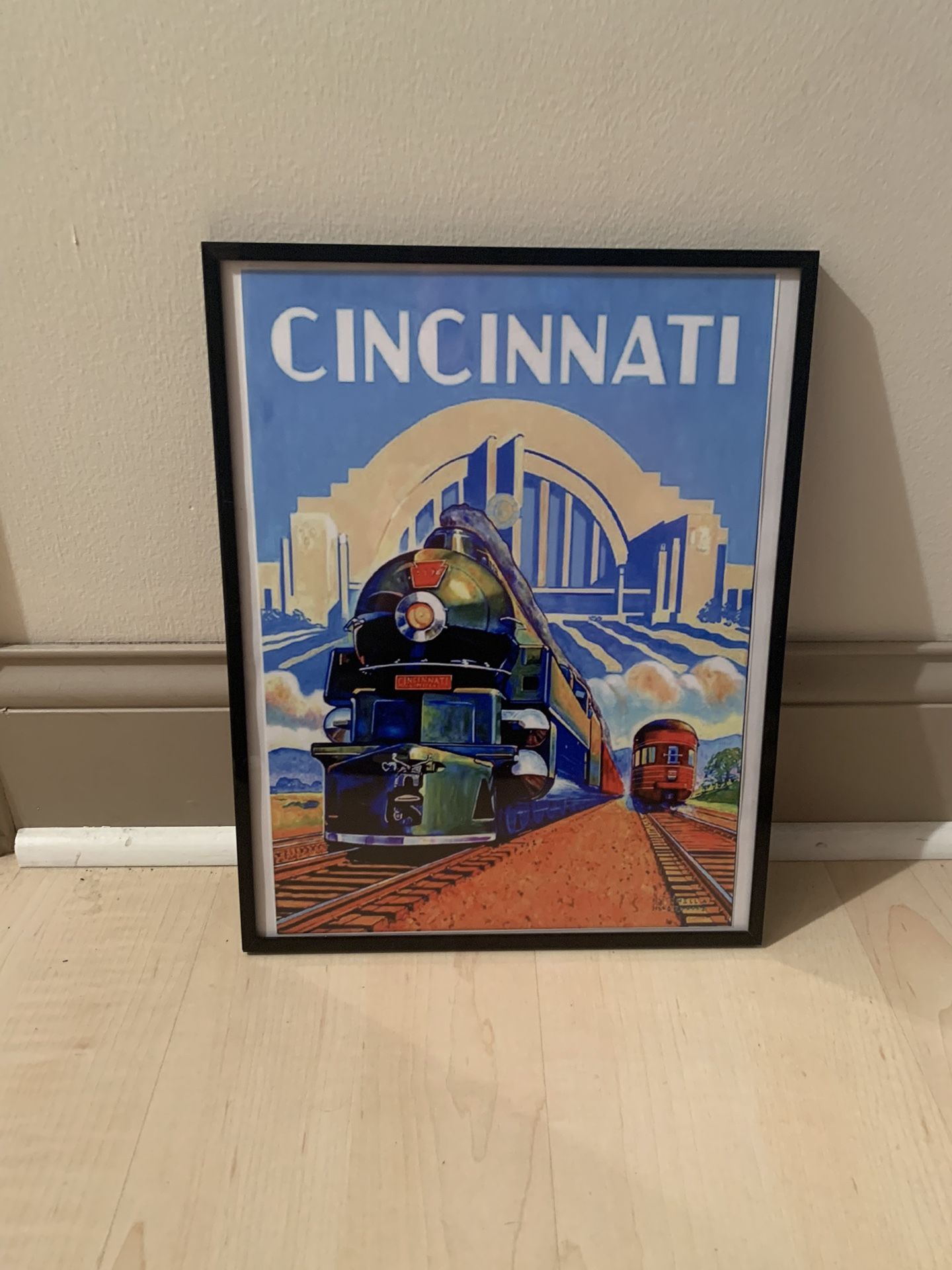 Cincinnati - Vintage Reprint Poster 11 x 14 in - Framed (Black)