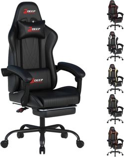 new Gaming Chair with Footrest, Ergonomic Game Chair with Lumbar Support and Linkage Armrest, Reclining Computer Chair Height Adjustable for Home Offi