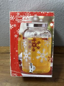 (A GLASS HOLIDAY SNOW FLAKE BEVERAGE DISPENSER OK)