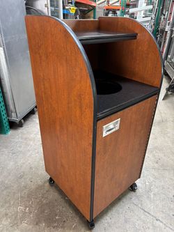 1 Door Single Trash Can 21" Waste Cabinet Heavy Duty Steel Frame On Wheels #4720