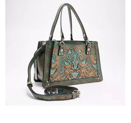 Patricia Nash Corana Leather Handbag Light Turquoise