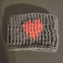 Crocheted heart cup cozy