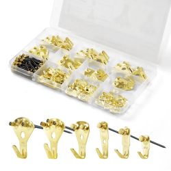 201】130 Pieces Picture Hanging Kit, 10lb, 20lb, 30lb, 50lb, 75lb and 100lb Picture Hangers, Metal Pictures Hanging Hooks with Nails for Mirror, Painti