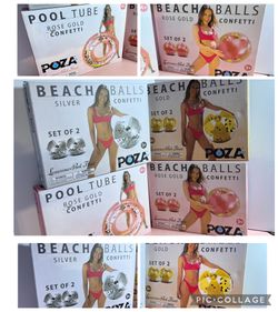 NEW : Summer Beach balls and Pool Tube with Confetti inside