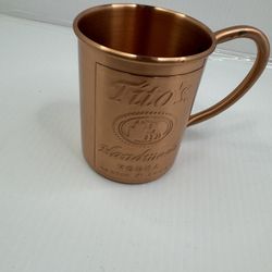 Tito's Handmade Vodka Solid Copper Mug Cup Austin Texas Barware Moscow Mule Used