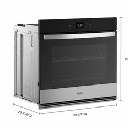 Whirlpool Oven Smart, 30 Inch Single Electric Wall Oven With Air Fryer, Single Fan And Self Cleaning