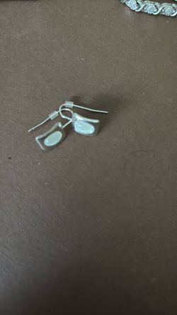 White Pearl Rectangular Earrings