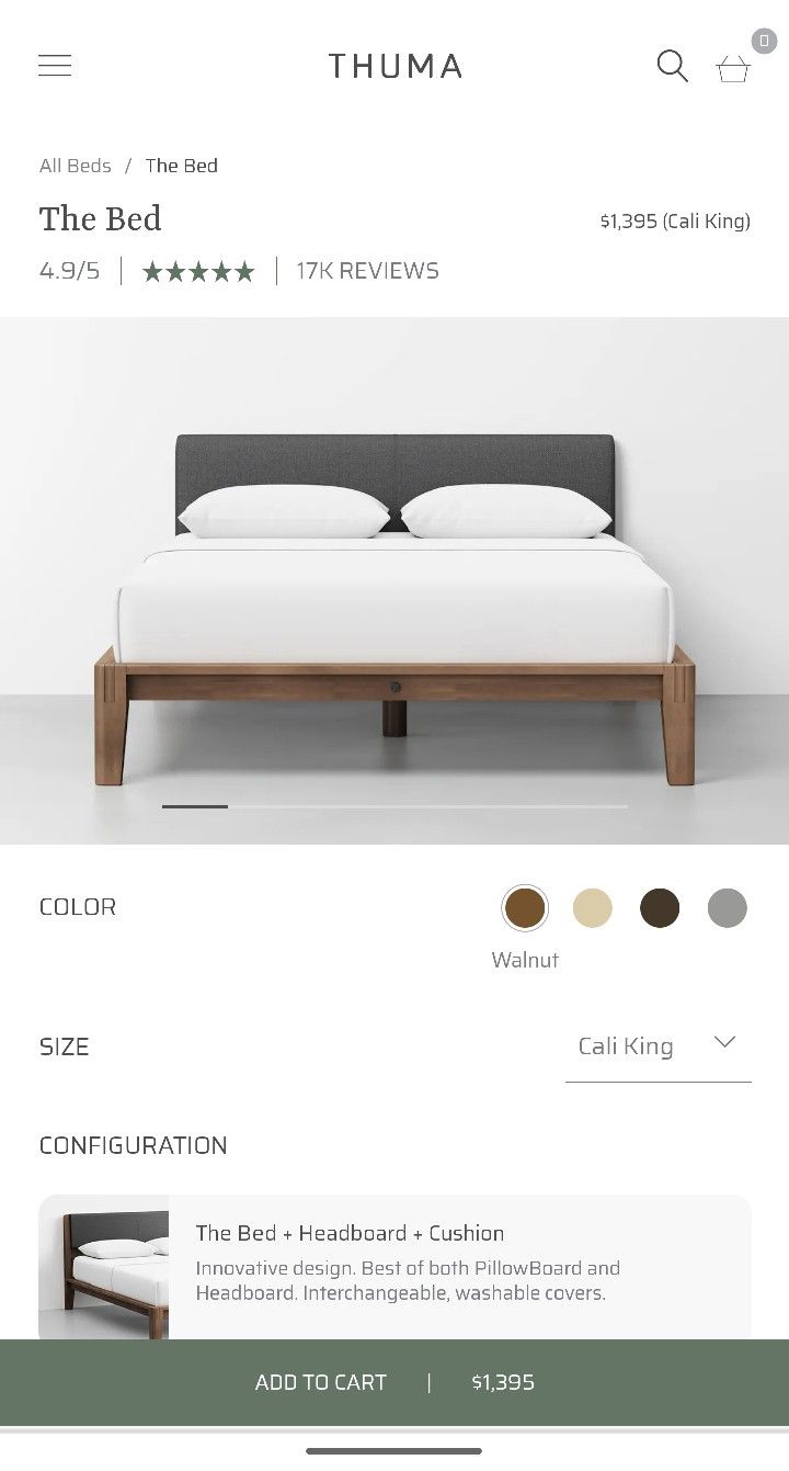 Thuma Bed Frame, Walnut, California King