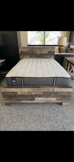 Queen bed with like new mattress