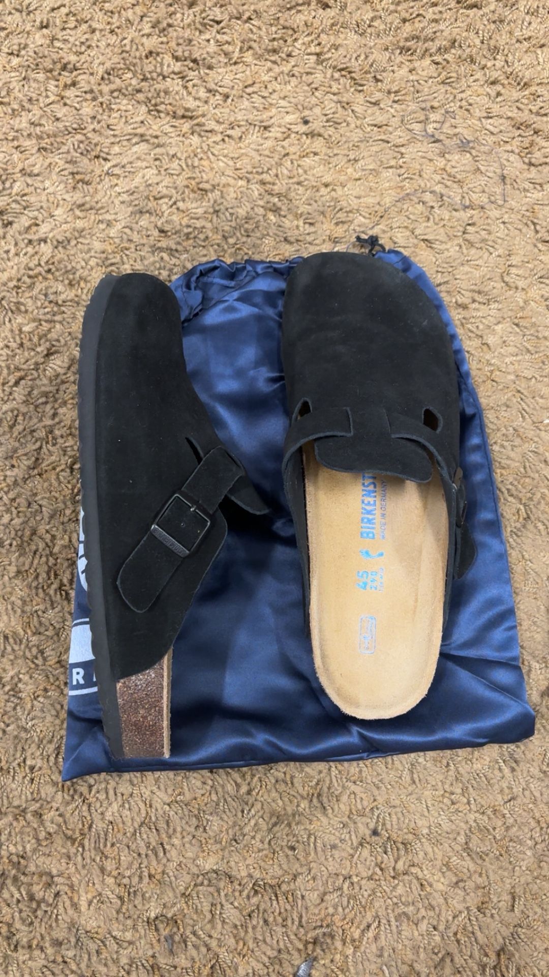 Birkenstock Boston Clogs Size 11 Black Suede Brand New