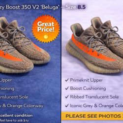 Adidas Yeezy Boost 350 V2 “Beluga” – Size 8.5