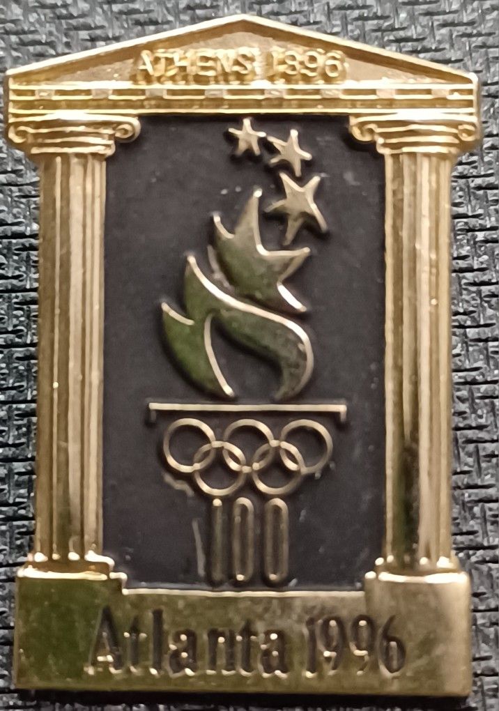 Atlanta 1996 Gold Pin Torch Flame Games Arhens Parthenon