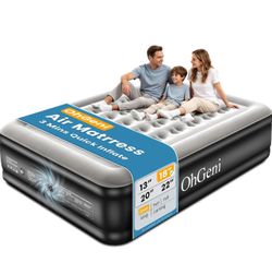 OhGeni Air Mattress Queen with Built in Pump, 18" Raised Blow up Bed (Brand New in Box)