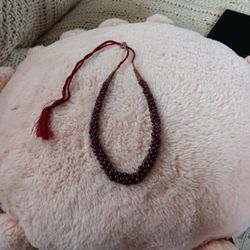 Garnet Choker Necklace Slip Bead Closure