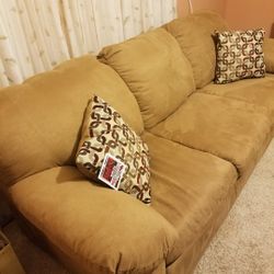 Camel Color Suede Like Sofa..Size 7ft Long..Brand New With Tag On It..very Comfortable!!