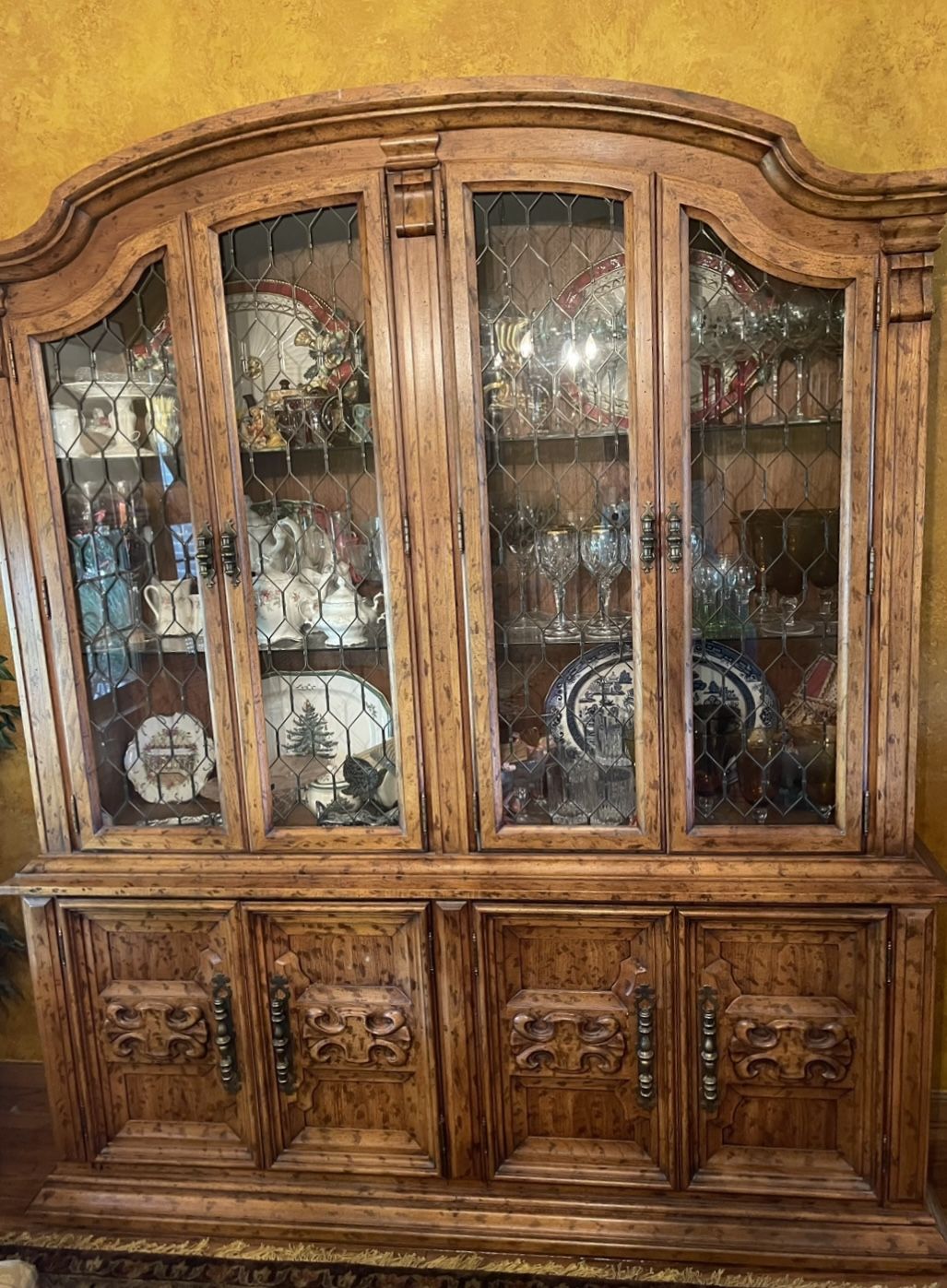 Drexel French “La Mason”  Pecan Wood China Cabinet Bought New In 1968