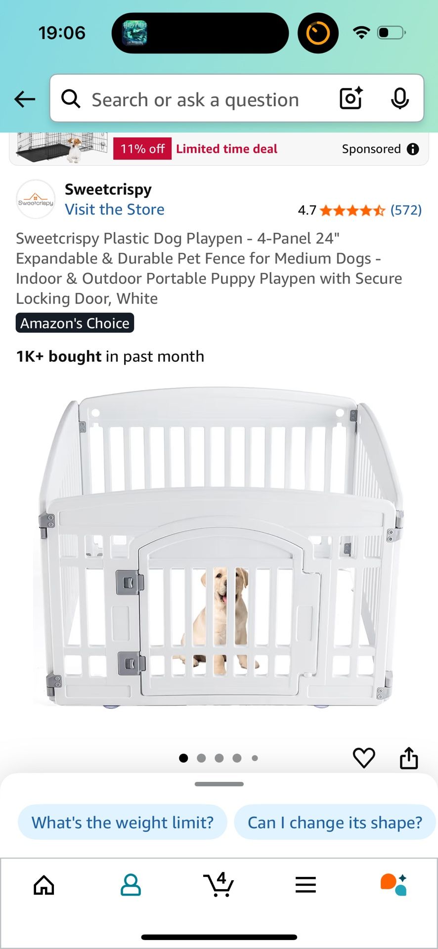Expandable & Durable Pet Fence for Medium Dogs - Indoor & Outdoor Portable Puppy Playpen with Secure Locking Door, White