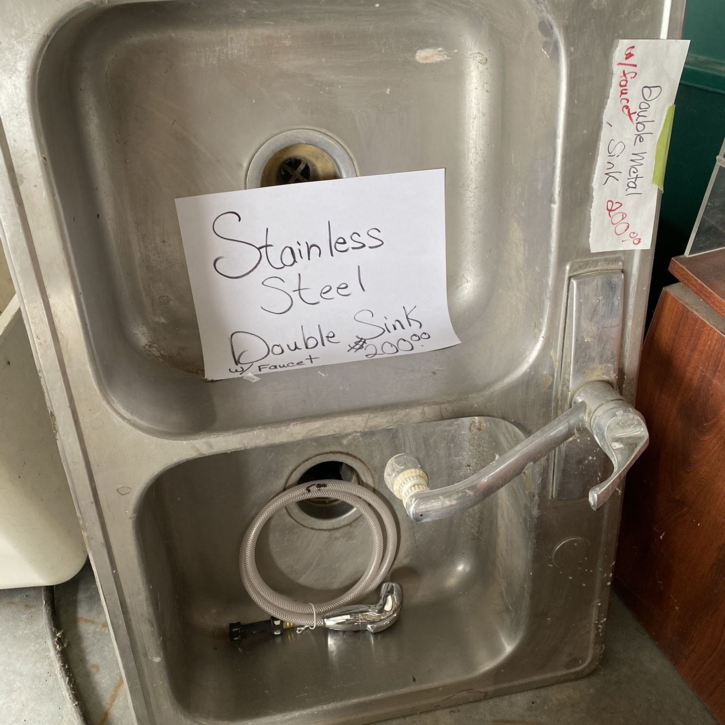 Sink Double Stainless Steel With Faucet And Garbage Disposal