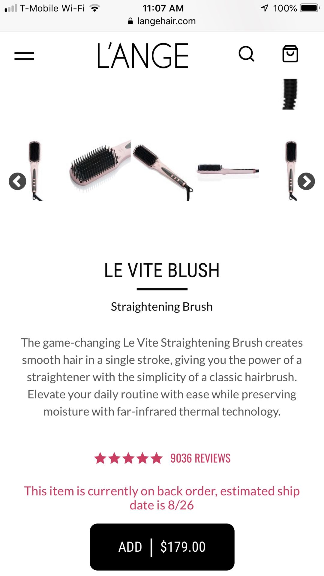 Le vite hairbrush straightener