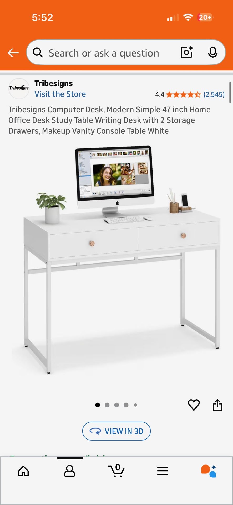 Tribesigns White Vanity Office Or School Desk With Gold Handles
