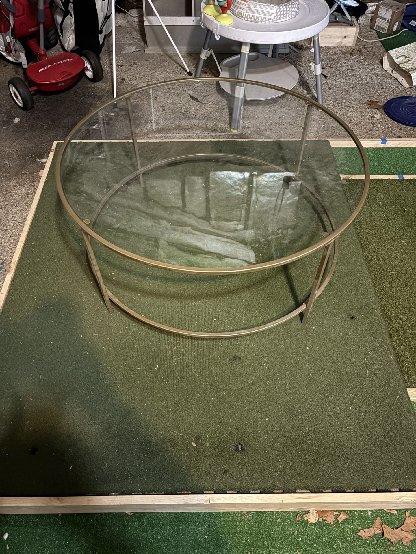 Glass And With Gold Coffee Table