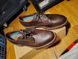 Brown Bison Leather Oxford Lace-Up Shoes