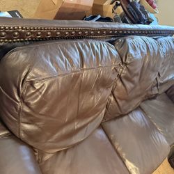 Beautiful Brown Leather Couch, Loveseat, Chair & Ottoman Set – $300 (Full Set)