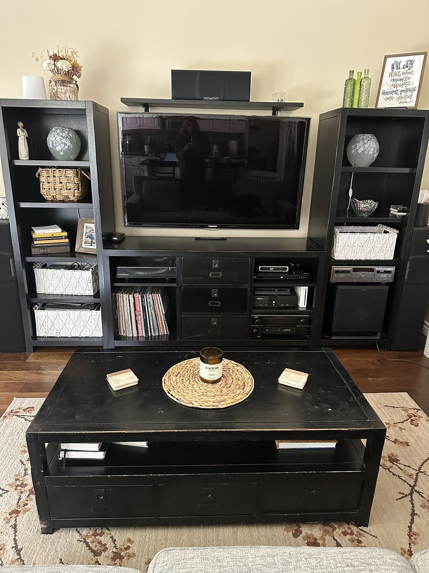 T.v Console, 2 Book Shelves, Coffee Table