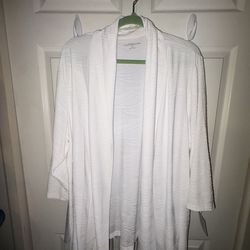 Croft & Barrow Light White Open textured 3/4 sleeve Cardigan