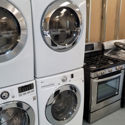 LG Front Load Washer And Stackable Gas Dryer Set 