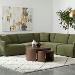 New Chenille Fabric Sectional.  104x104x32H; 140x75x32H.  Free Delivery!