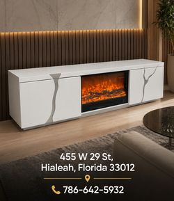 TV stand con chimenea 80”📺🪵🔥