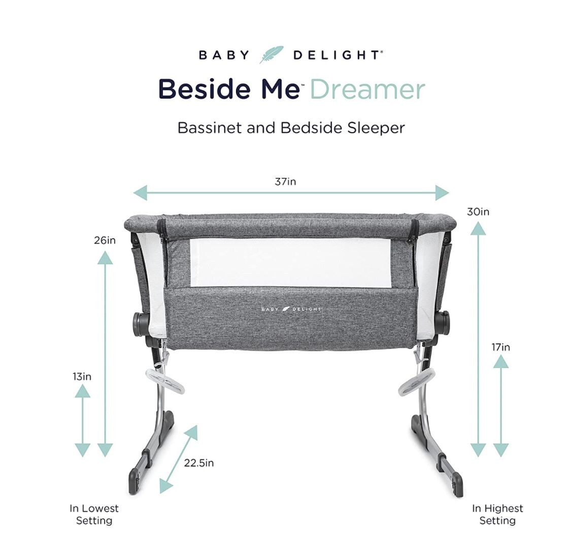 Baby Delight Beside Me Dreamer Bassinet & Bedside Sleeper, Charcoal Tweed