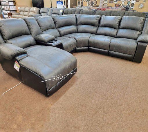 6 Piece Customize Reclining Sectional Couch With Lounge Chaise Set ⭐$39 Down Payment with Financing ⭐ 90 Days same as cash