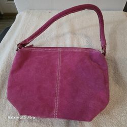 Pink 100% Real Suede Leather Purse.