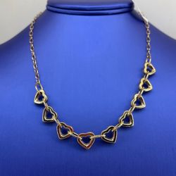 14Kt Yellow Gold 18” Hearts Necklace 11.80g I-2020