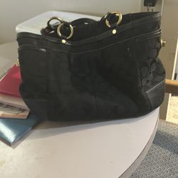 Black coach signature tote bag