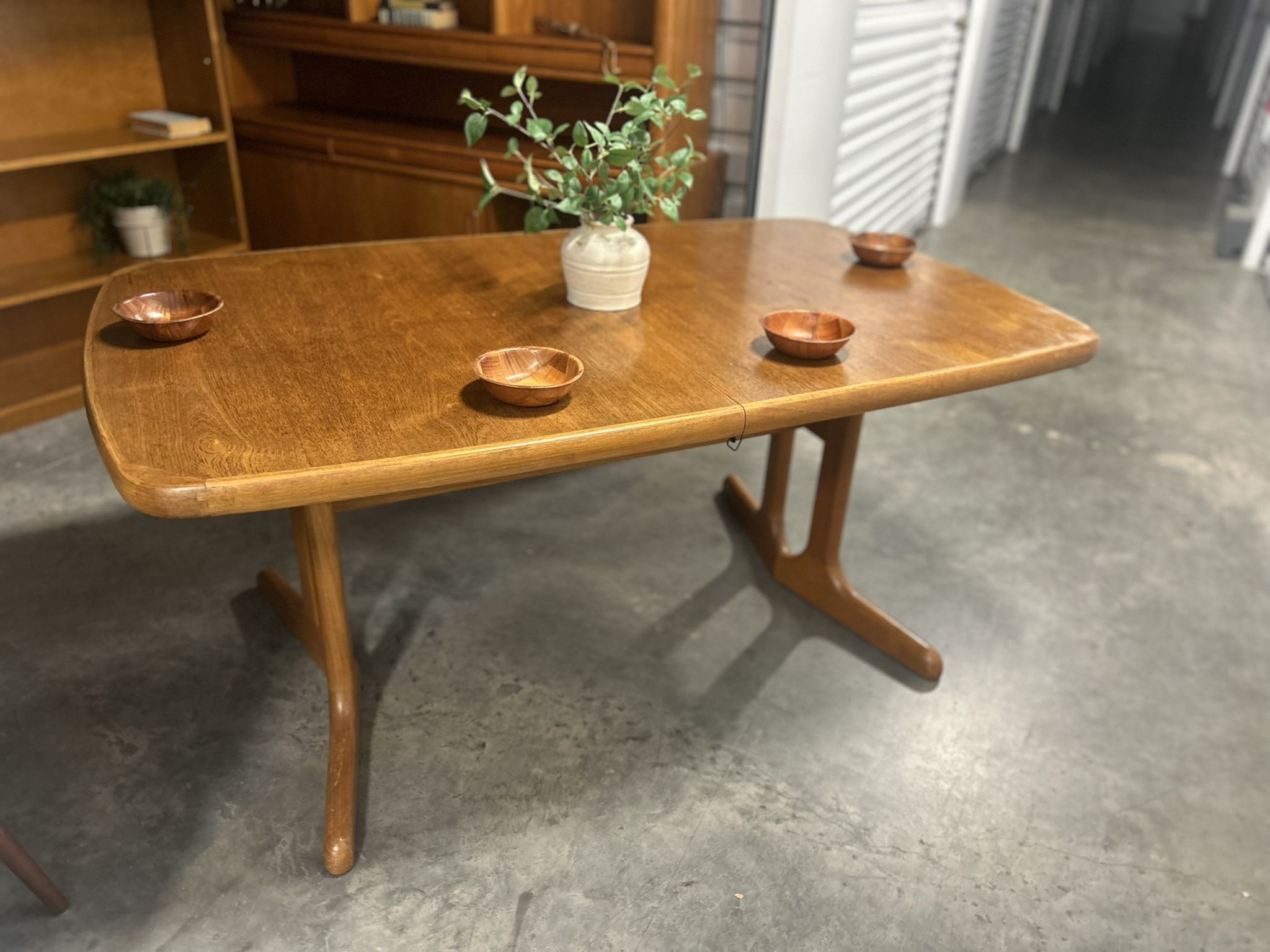 Mid Century Danish Teak Dining Table with Leaf Extension