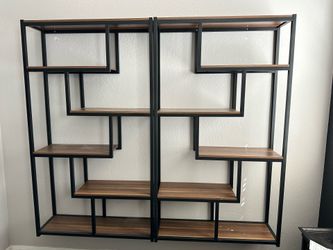 Set of 2 Tribesigns 6-Tier Geometric Industrial Bookcases / Shelves