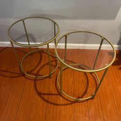 Gold Glass Top Side Tables