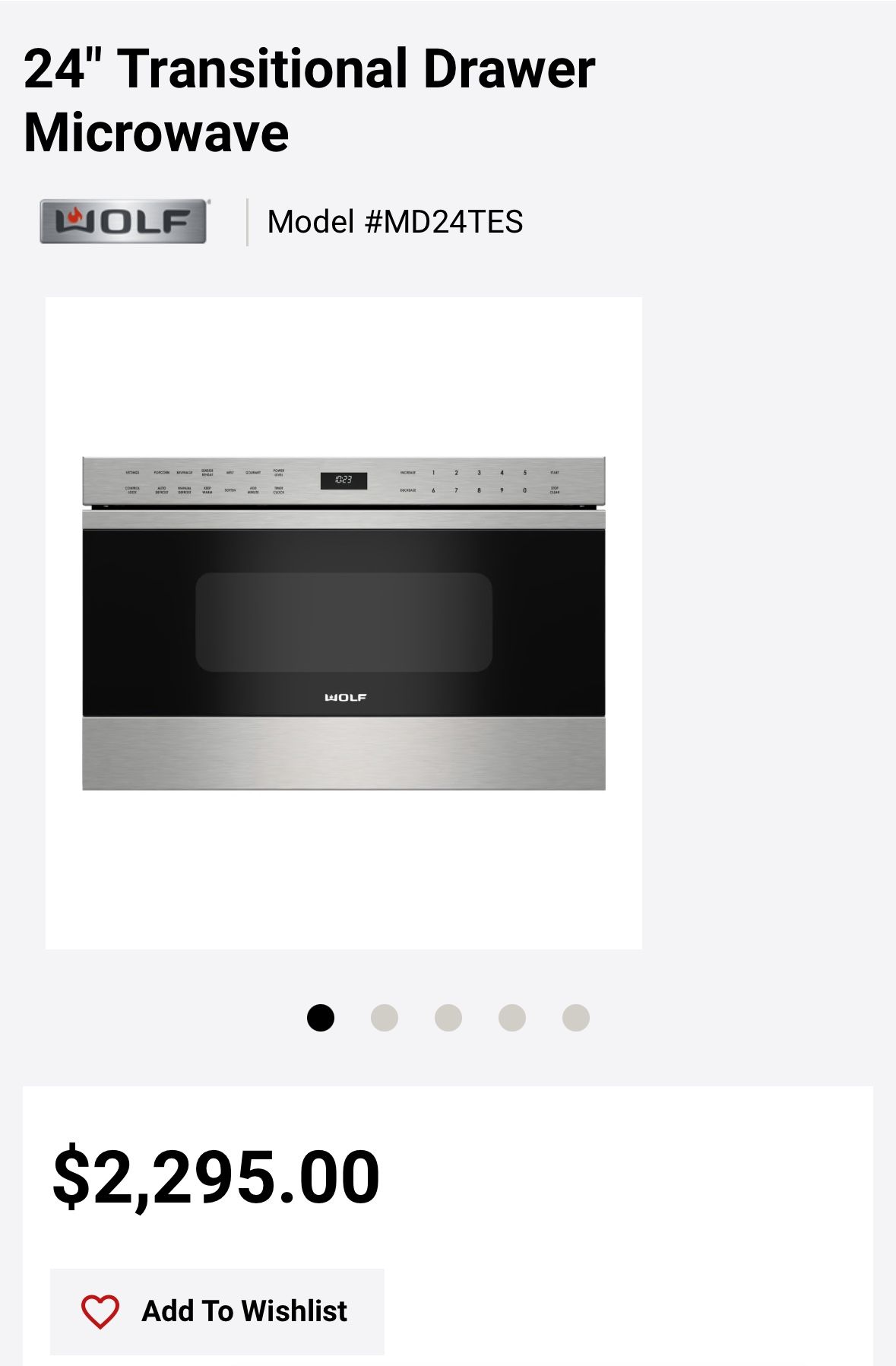 24” Wolf Microwave Drawer