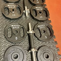 Set of Standard Cast Iron Adjustable Dumbbells * Marcy. Pairs of 10s and 5s