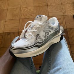 BRAND NEW SILVER WOMENS CHANEL SNEAKERS EURO SIZE 40