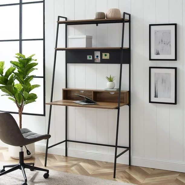 36 inch Metal and Wood Ladder Desk in MOCHA WALKER EDISON