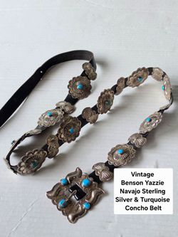 Vintage Benson Yazzie Navajo Sterling Silver & Turquoise Concho Belt