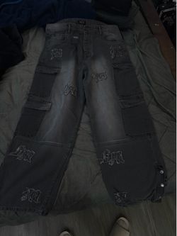BOOHOOMAN BAGGY RIGID CARGO JEANS
