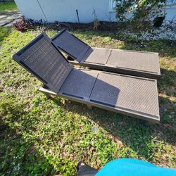 2 New -ish Lounge Chairs, Pool Chairs, Bought But Never Used! Has Velcro On The Edges So Cushion Doesn't Slide Off Or Fly Away With The Wind! 